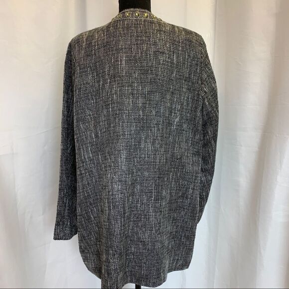 Chicos Jeweled Neckline Tweed Blazer Jacket Pockets Tunic Length Sz 16🇨🇦 - Picture 4 of 12